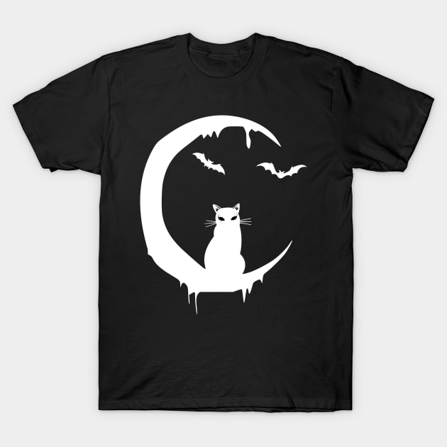 Witch Cat on Moon T-Shirt by MysticMoonVibes